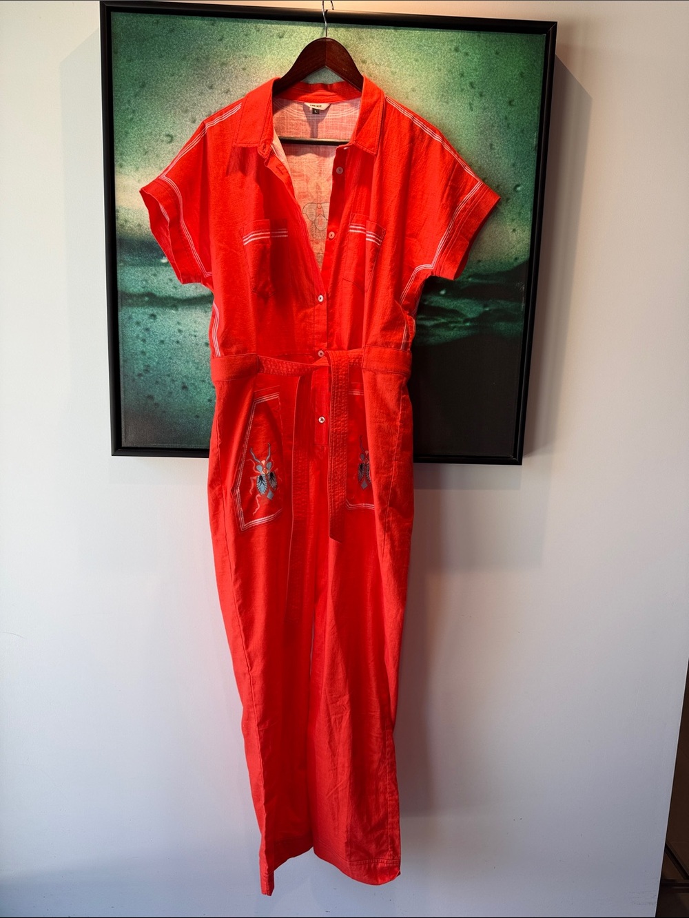 Short-Sleeve cotton orange jumpsuit by The Kit